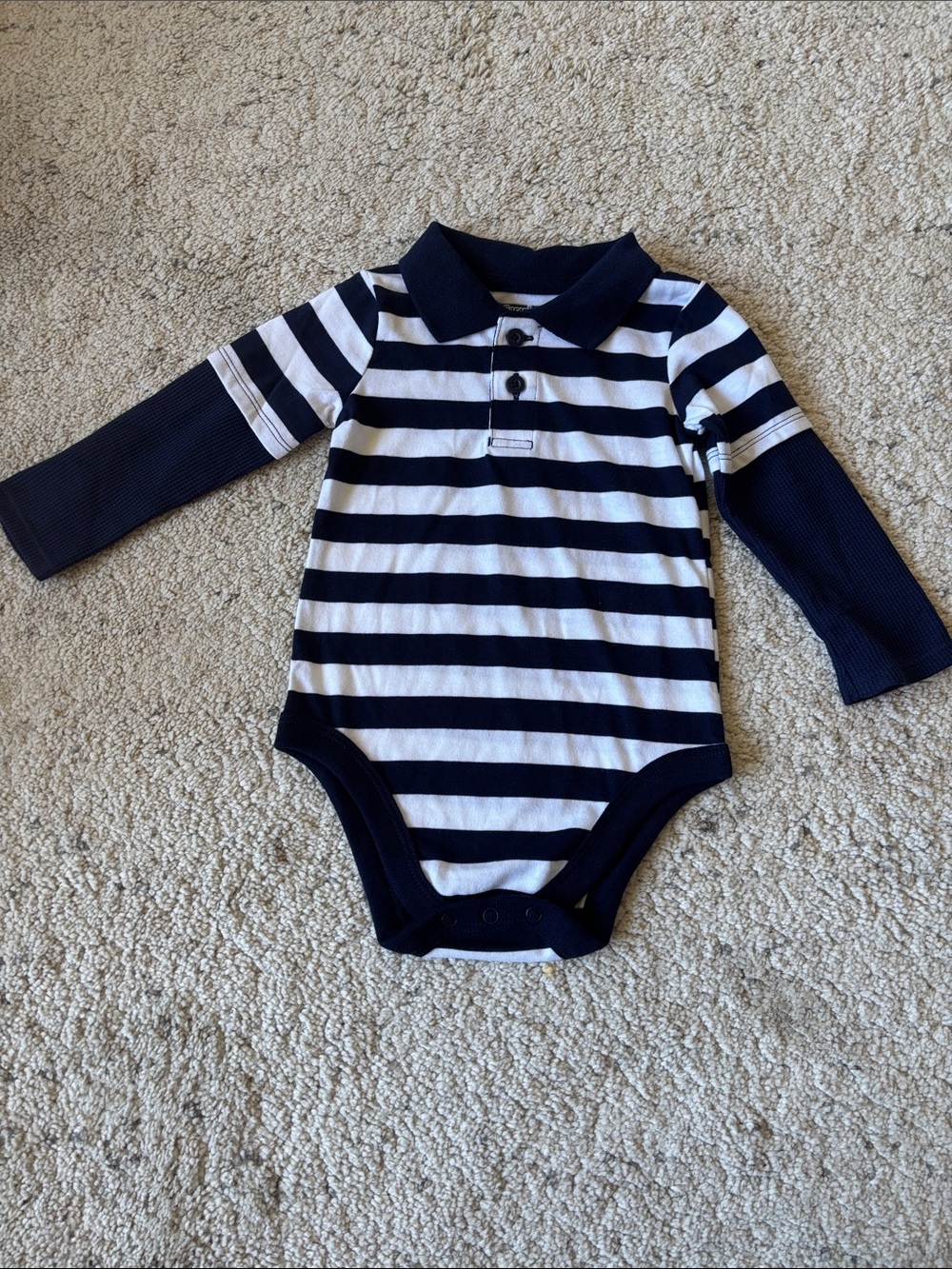 Garanimals Baby Boy Striped Navy & White Long-Sleeve Bodysuit Size 18m NWOT